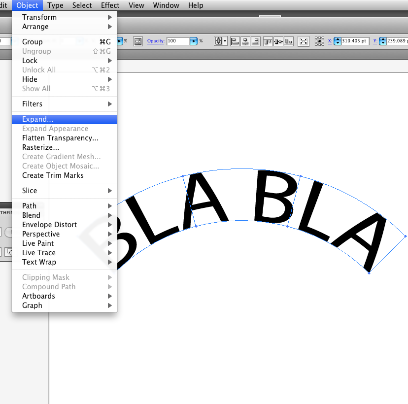 how to create outlines of warped text in illustrator